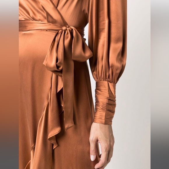 Zimmermann Dresses Zimmermann Size Silky Bronze Wrap Dress Poshmark